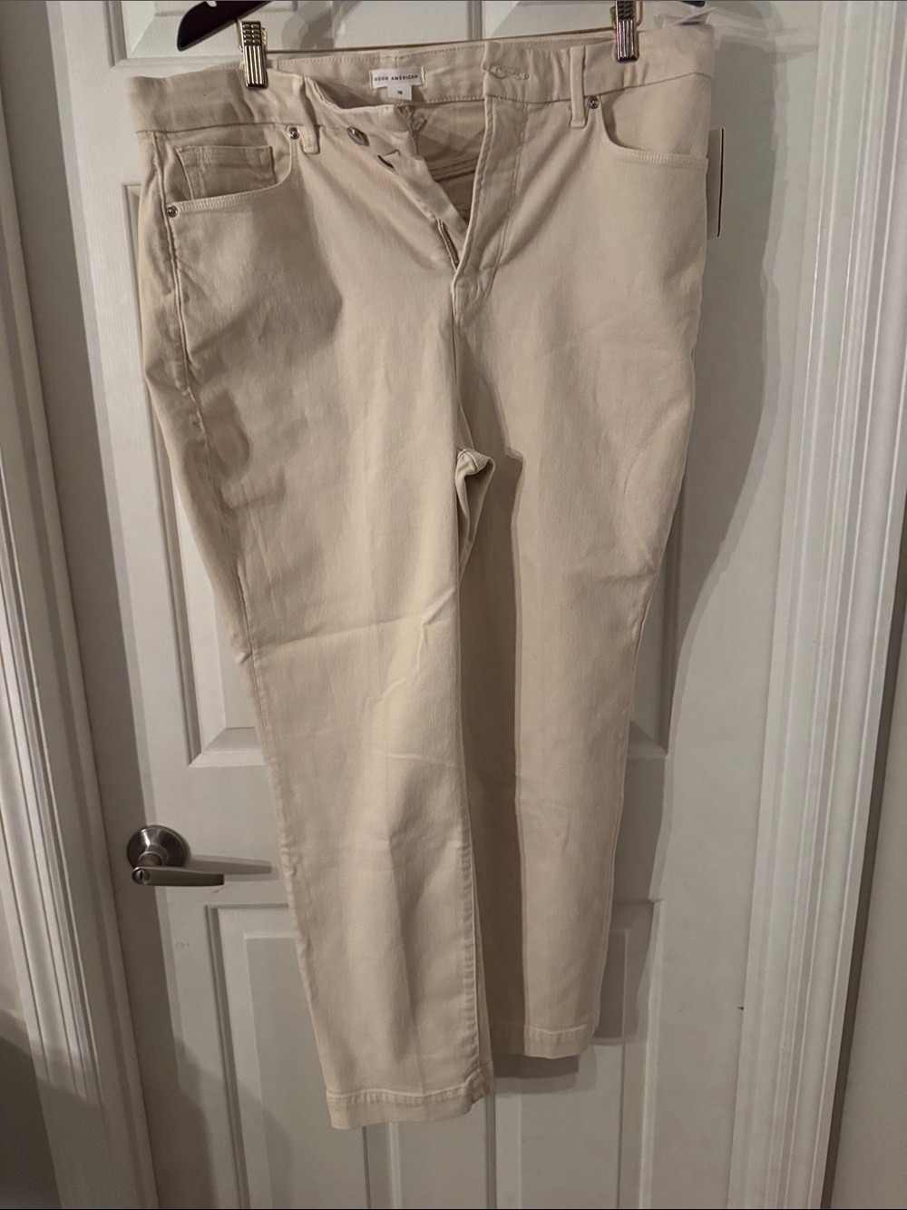 good american womens Classic Straight Fit Pants in Cream